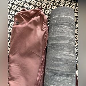Lululemon Athletica Pink and Gray Yoga Mat with Bag